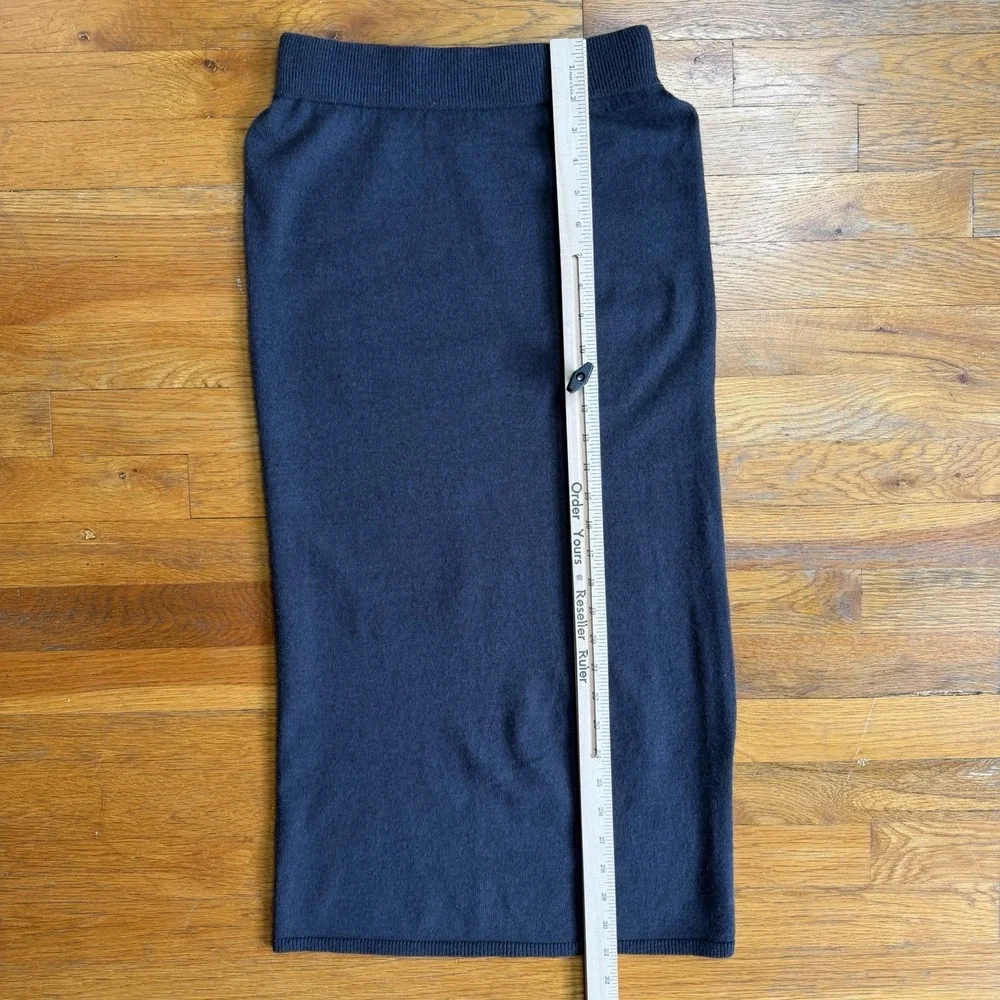 Callahan‎ Knitwear Knit Pull on Midi Skirt Small Petite Charcoal Gray Side Split